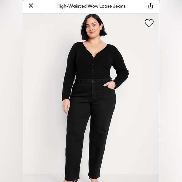 Old Navy Women's High-Rise Wow Loose Balck Jeans - Picture 2 of 7